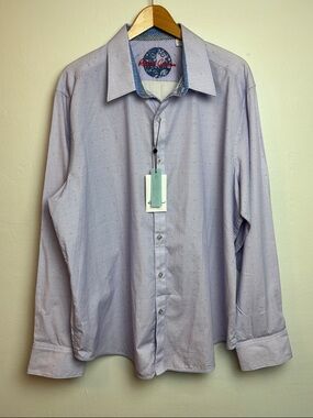 NWT Robert Graham Mens 3XL Allover X Lavender Dot-Print Long-Sleeve Dress Shirt